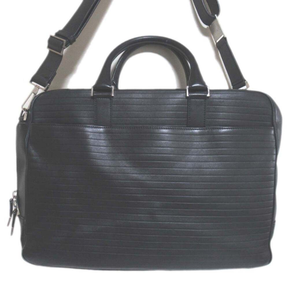 DIOR HOMME Leather Briefcase Business Bag with PC Pocket, Black, Men's